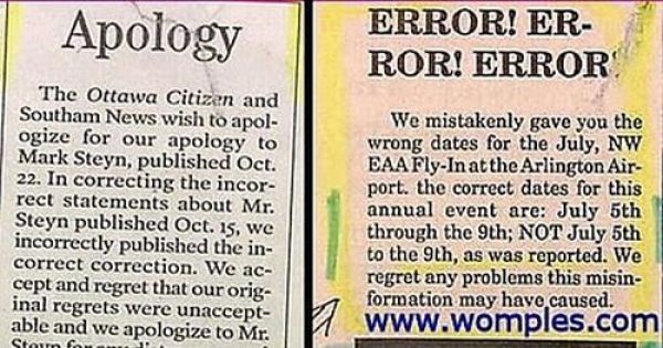 Hilarious Newspaper Retractions (15 pics)